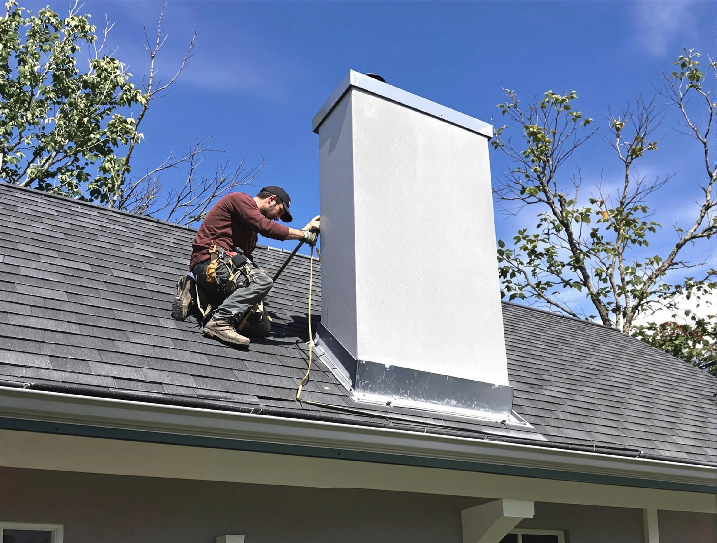 Pleasantville Chimney Sweep team member finishing chimney construction in Pleasantville, NJ