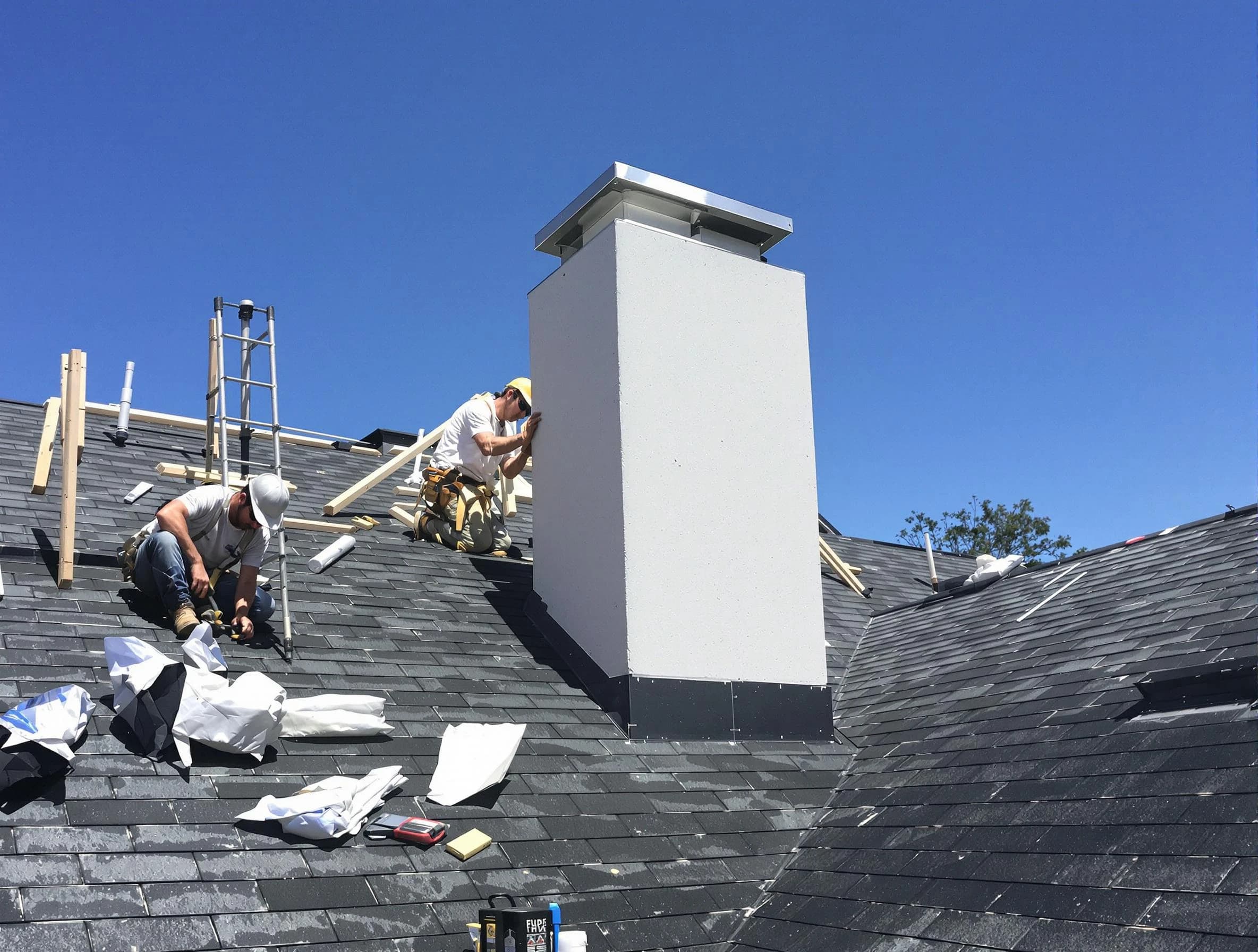 Pleasantville Chimney Sweep crew installing a new chimney in Pleasantville, NJ