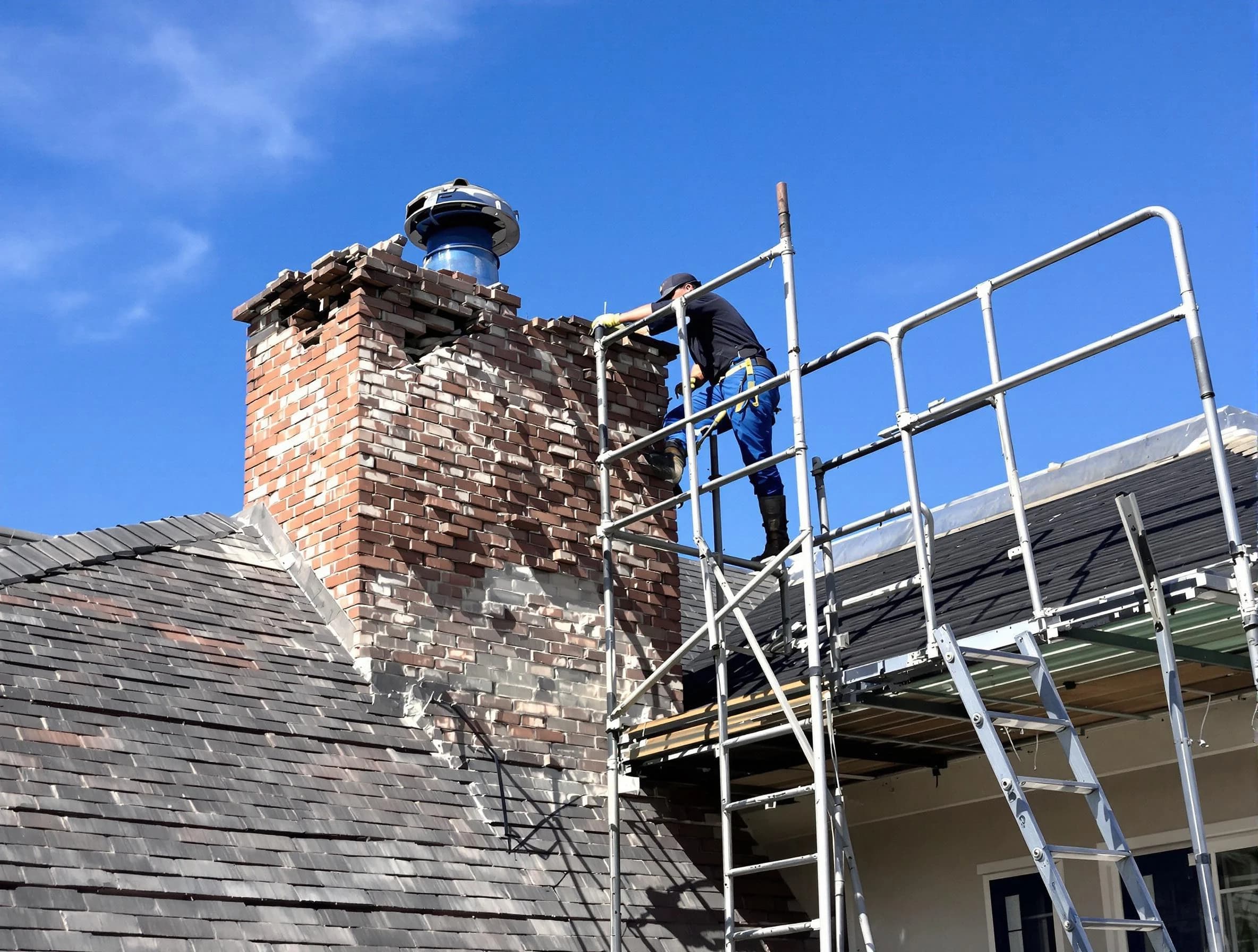 Rebuilding a chimney structure by Pleasantville Chimney Sweep in Pleasantville, NJ