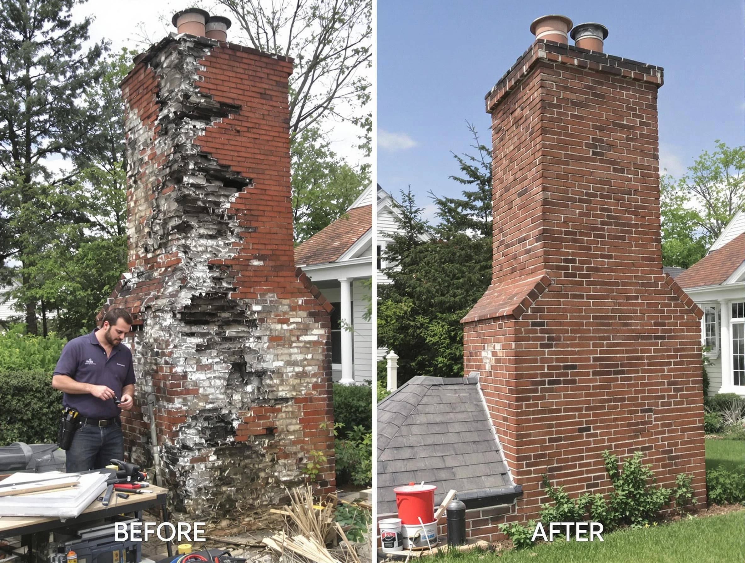 Pleasantville Chimney Sweep performing a full chimney restoration in Pleasantville, NJ