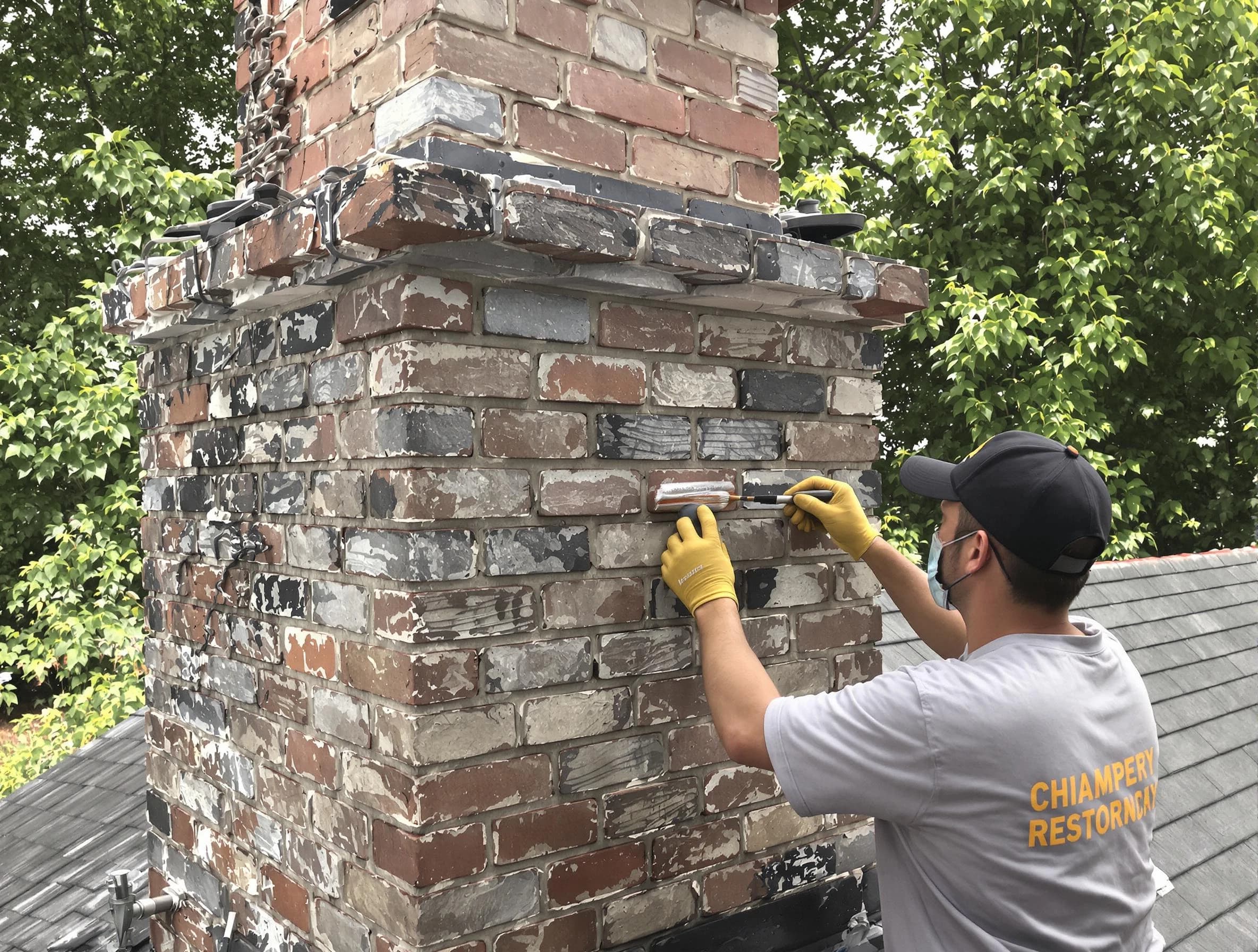 In-progress chimney restoration by Pleasantville Chimney Sweep in Pleasantville, NJ