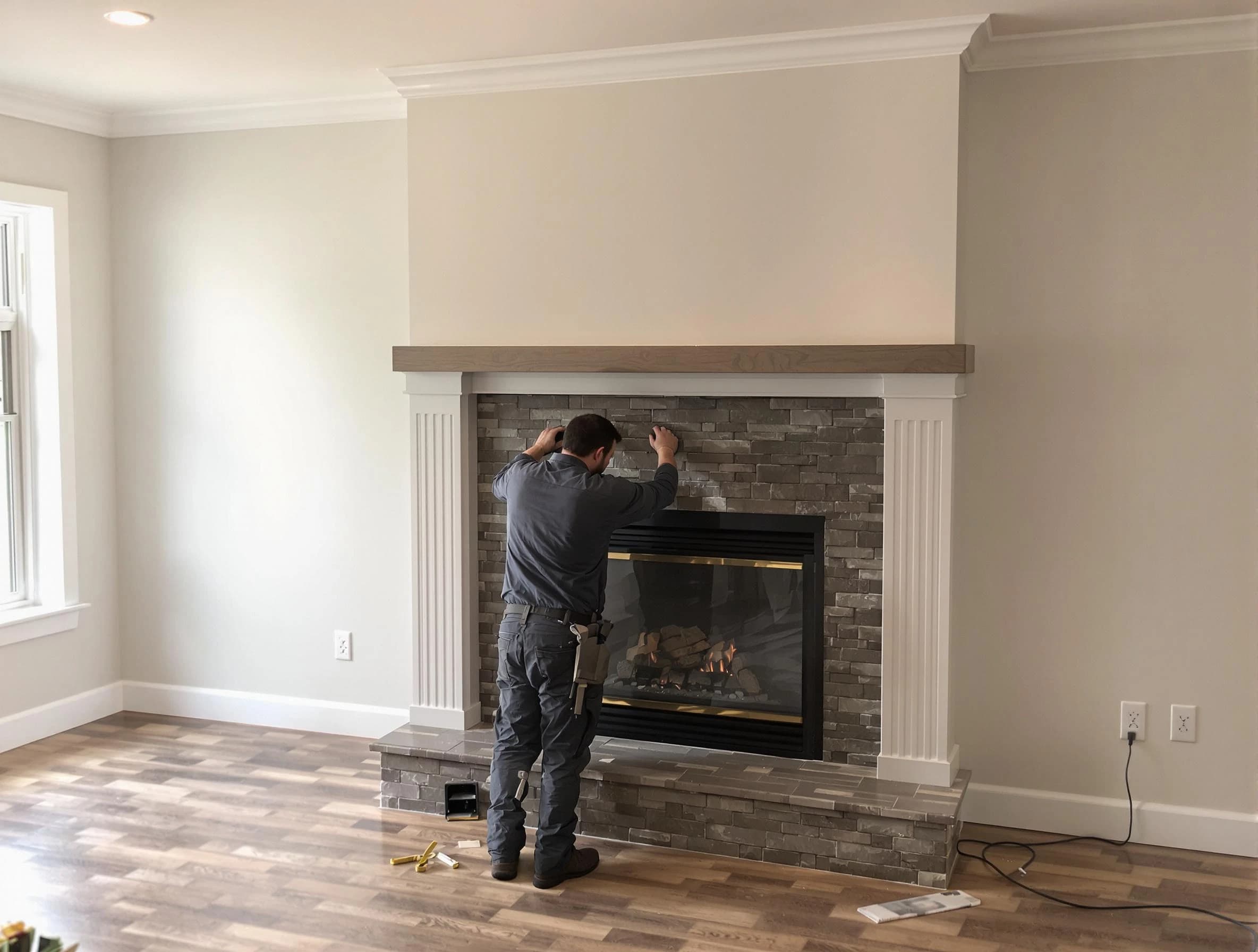 Pleasantville Chimney Sweep finishing a custom fireplace install in Pleasantville, NJ