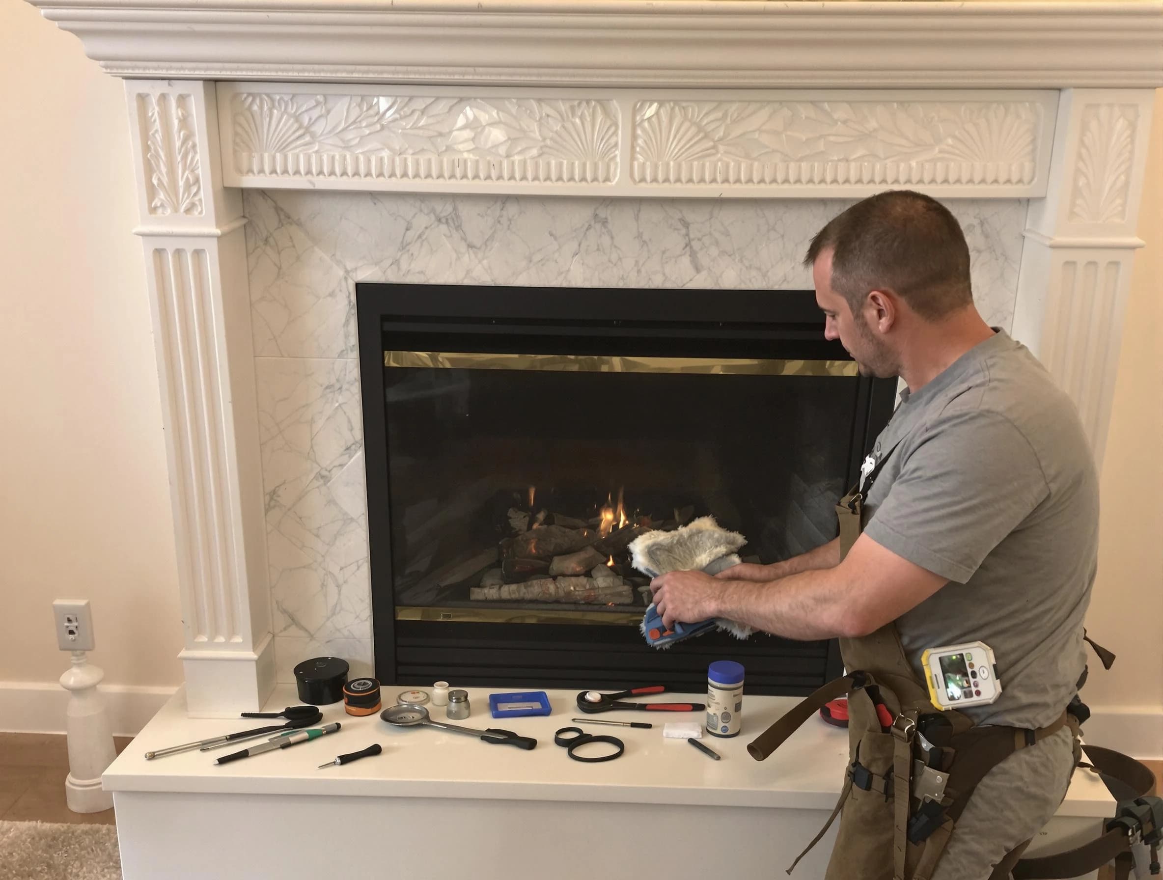 Pleasantville Chimney Sweep performing fireplace maintenance in Pleasantville, NJ